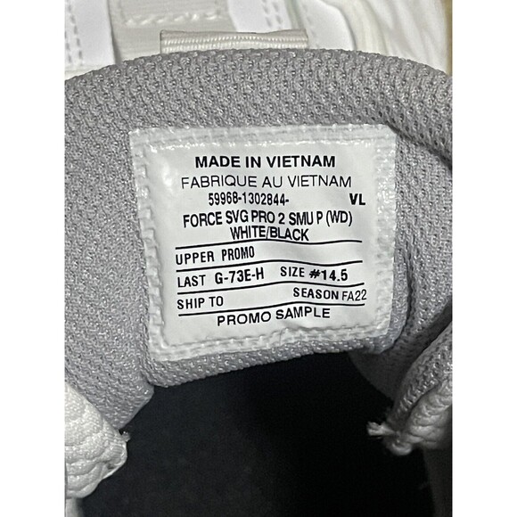 Nike Force Savage Pro 2 Promo Sample Size 14.5 White Black Football Cleats Rare - Picture 5 of 5